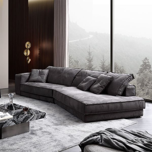 Modern Indoor Designer Italian Sofa Sets Large Fabric 2-Piece Corner Sectional Couches Convertible Furniture for Living Room