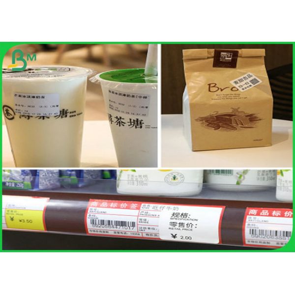 Водоустойчивый крен бумаги стикера Оилпрооф 140ГСМ термальный для печати Водоустойчивый крен бумаги стикера Оилпрооф 140ГСМ термальный для печати