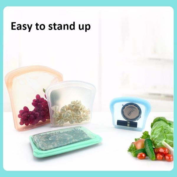 Sacs de conservation alimentaire réutilisables en silicone écologiques – Hermétiques, sans BPA et étanches – Sans danger pour le congélateur, le micro-ondes et le lave-vaisselle – Parfaits pour la préparation des repas, les restes, les aliments pour bébés et les voyages