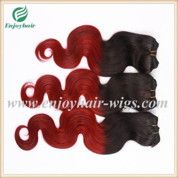 Peruvian 5A virgin remy hair weave ,ombre natural color/red# Body wave 10''-26''length