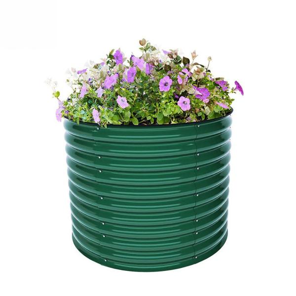 Rustproof 3.5*2.6Ft Round Tall Metal Raised Garden Bed Dark Green