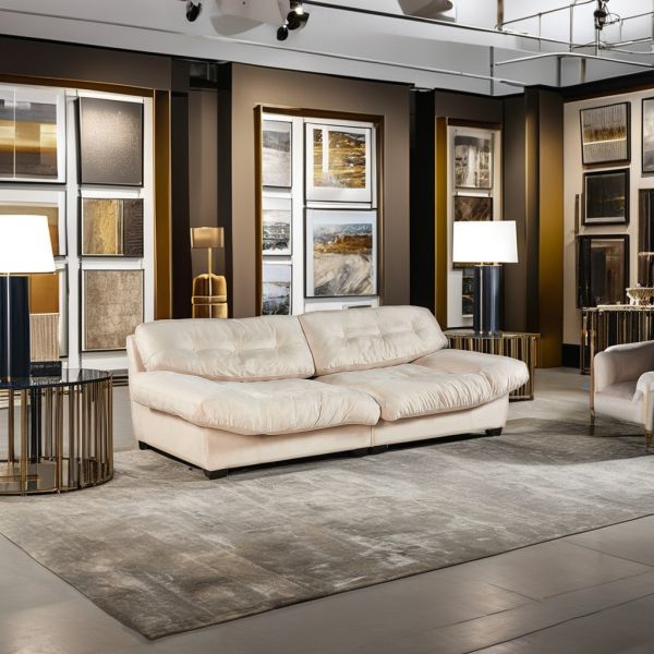 Customizable Luxury Cream Velvet 2-Seater Modular Sectional Sofa Set French White Nordic Design for Villas Living Room