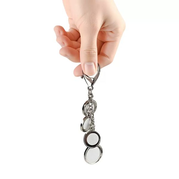 Zinc Alloy Sublimation Blank Metal Key Chain Custom Logo Sublimation Keychains With 4 Round Photo Charms