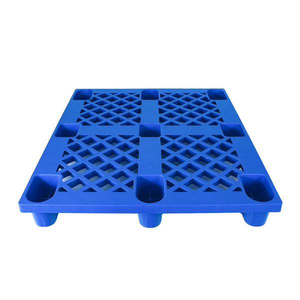 Paleta azul de plástico plano de nove pés HDPE certificada ISO9001 para armazenamento da indústria de logística