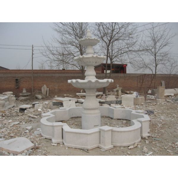 White Marble Four Tier Stone Water Pool Fountain Decoration