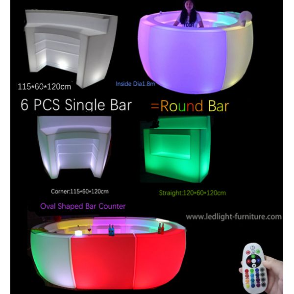 Multi Shaped LED Bar Counter , Indoor / Outdoor Illuminated Bar Counter