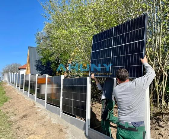 Kit de panneaux solaires bifaciaux verticaux pour clôture, pour jardin, arrière-cour, irrigation, étang, élevage de volailles, production d'énergie hors réseau
