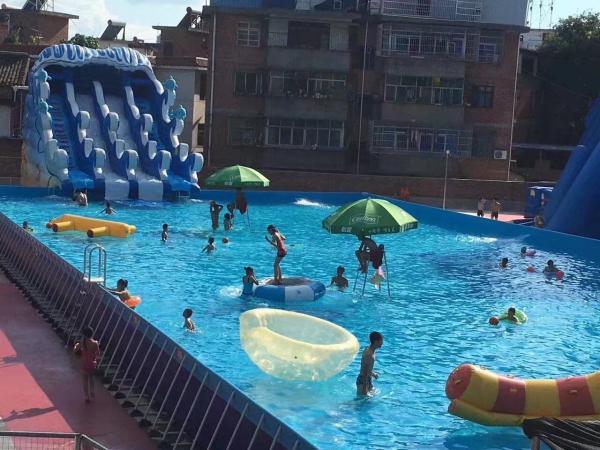 Metal Pool Inflatable Amusement Park , Outside Water Parks Lake Side Installed