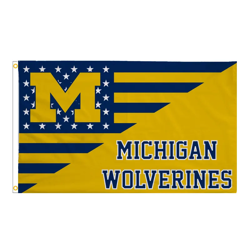 Hanging Style Michigan Wolverines Flag Polyester 3x5ft Custom Size