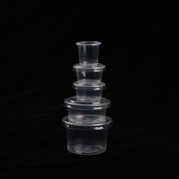 Escape preto descartável do ODM do OEM do copo claro plástico do molho resistente para o Souffle do chutney