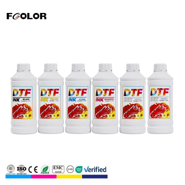 FCOLOR DTF Ink 1000ml AUTO ORDER FREE SHIPPING USA No Clog White CMYK for XP600 I3200 1390 Printer Ready to Ship