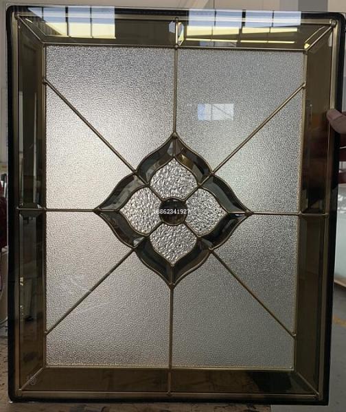Patina and brass came decorative glass for wooden door 25.4MM thickness
