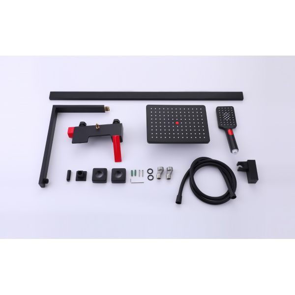 Contemporary Black Copper Wall Mounted Shower Cleaner Spray Mixer Set with Ceramic Valve