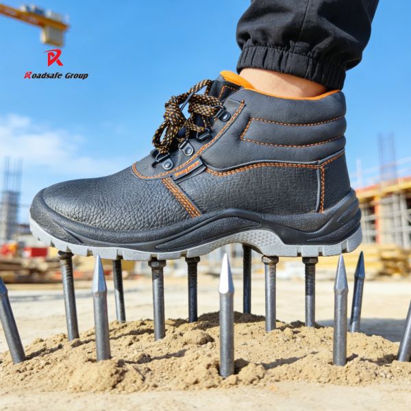 Premium Cow Leather Safety Shoes with Steel Toe & Steel Midsole, PU Outsole Industrial Work Boots For Construction Workers