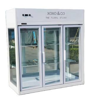 Folding Door Refrigerated Floral Display Cases Air Cooling CE