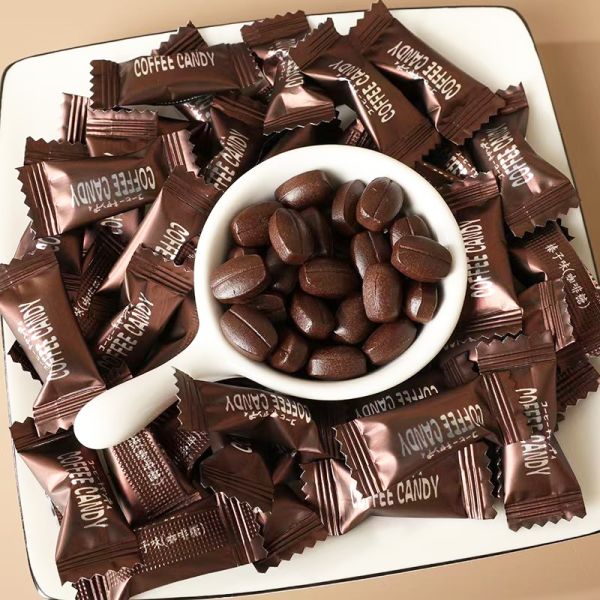 Coffee Candy Wholesale Custom Personal Label Bulk Chewable Pressed Tablets 2.5Kg/Bag Coffee Bean Candy Sweet Taste Multi-Colored
