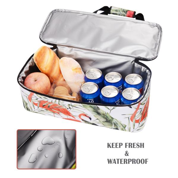 Outside Pocket Insulated Picnic Tote , Thermal Insulated Lunch Bag With Cooler Compartment