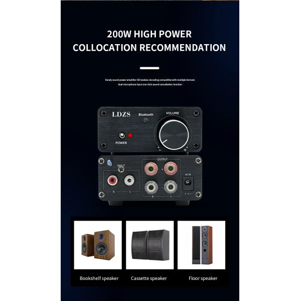 TPA3116 Digital Amplifier 100W Stereo HiFi Class D with Bluetooth 5.0 and Aluminum Alloy Housing