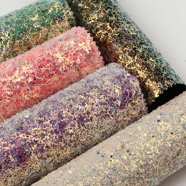 Hojas de tela con purpurina brillante y brillante de PU, cuero sintético grueso para zapatos, bolsos, lazos, manualidades, sombreros, tela de cuero sintético