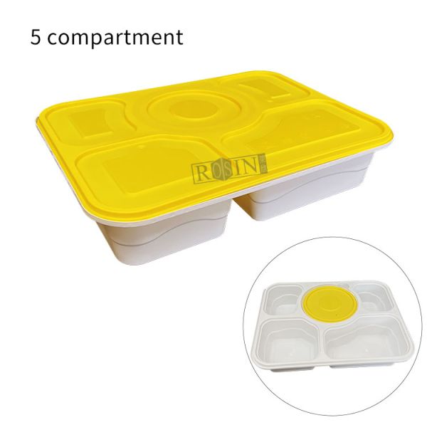 4 5 6 Sections Food Grade Meal Takeout Container Plastic Food Packaging with Soup Bowl