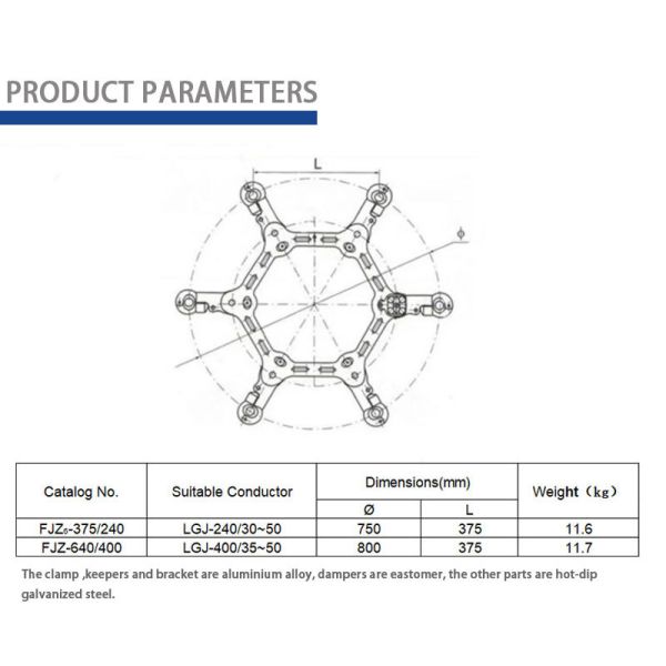 Aluminium Alloy Power Line Spacers For Overhead Conductor FJZ Type