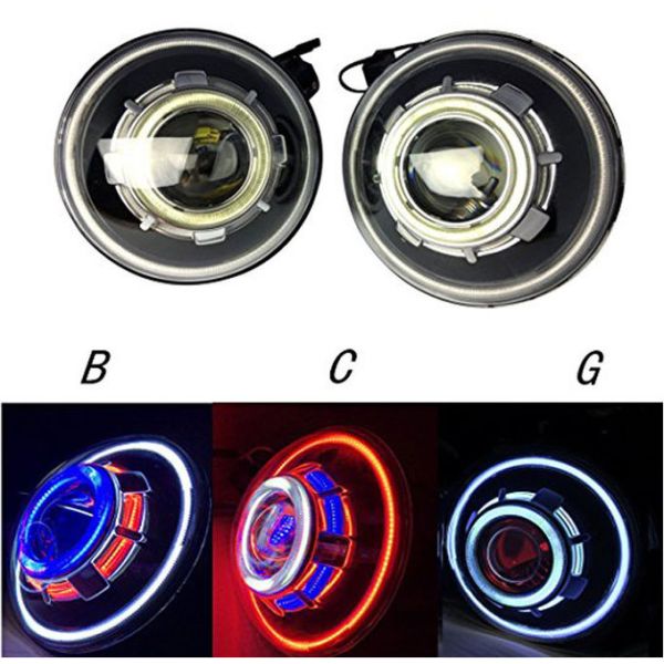 7 inch LED Headlight/HID starry headlights with Devil Demon eye and led Angel halo for JEEP JK