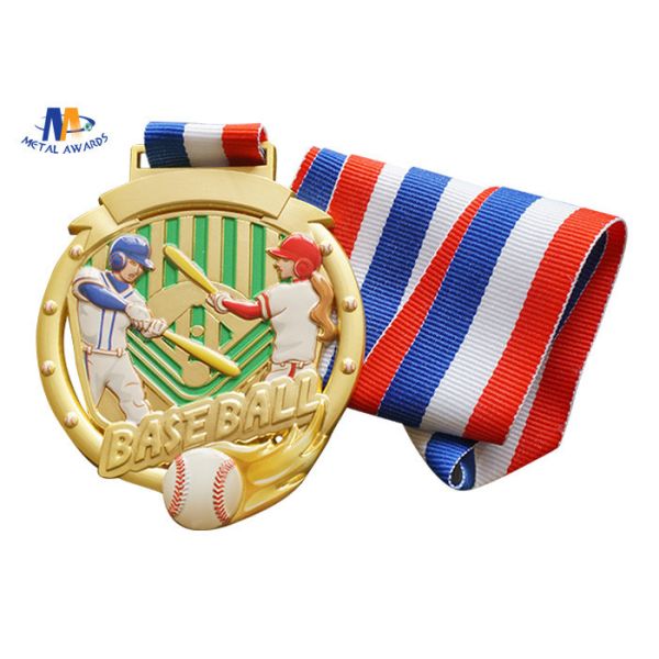 Sport Baseball Medals Feature The Player In Colors Painting