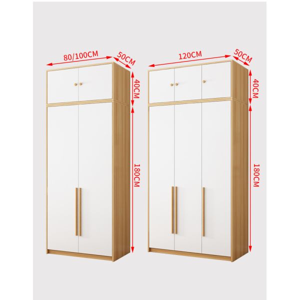Metal And MDF Solid Wood Wardrobe Closet Wooden Almirah For Bedroom