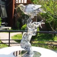 Esculturas de metal de animais modernos, estátua de falcão de metal fundido