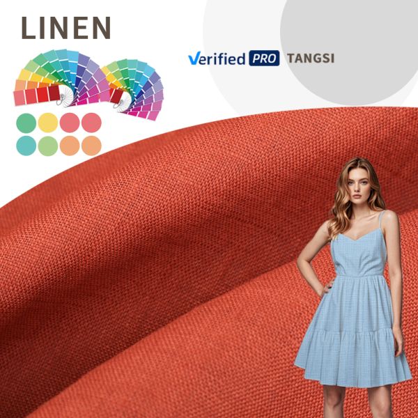 China New Design Cheap Price Great Sweat Absorption Soft 9*9 Pure Linen Fabrics for Girls Women Men Fabric for Clothing