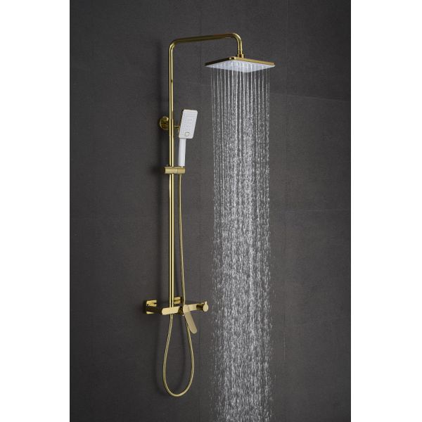 Wall Mounted Square Shower Faucet Set with Single Handle and Round Shower Head Shape