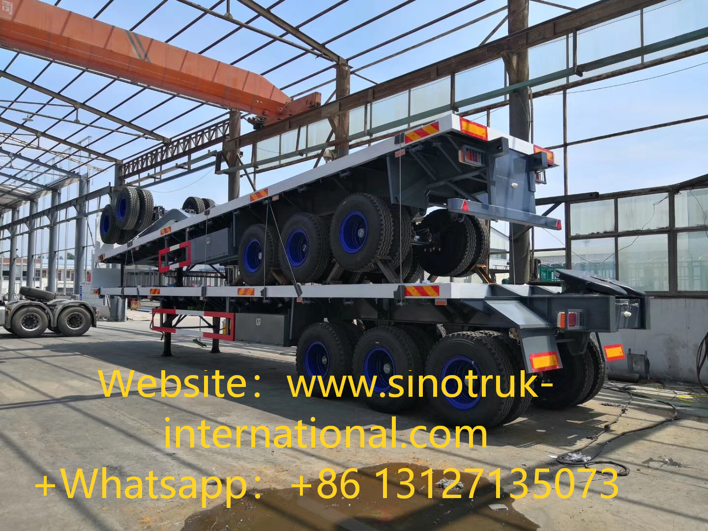 3 Axle Flatbed Semi Trailer 2×20Feet or 40Feet For Container Carrying
Product Details