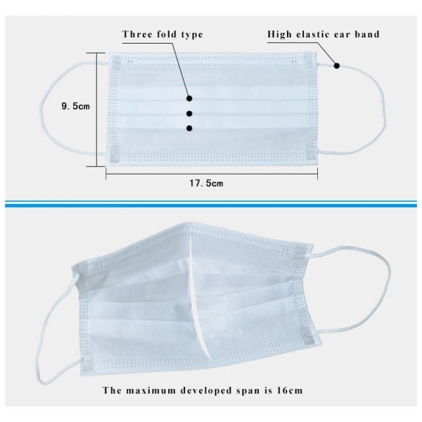 PP Non Woven Melt - Woven 3ply Disposable Dust Protective Face Mask Ce FDA Certificate