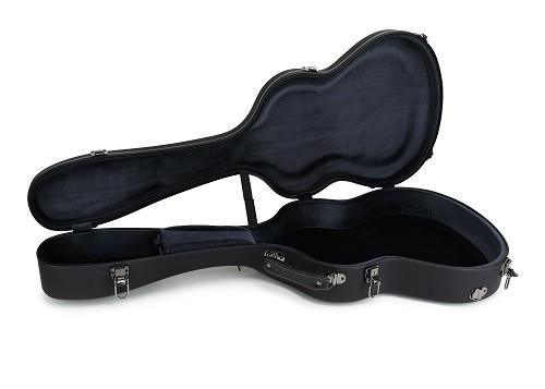 PVC Matte Black Leather Fiberglass Guitar Hard Case With Backpack Straps