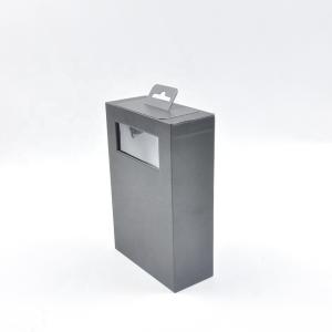 Black Window Box Packaging / Earphone Cardboard Box With Window Lid