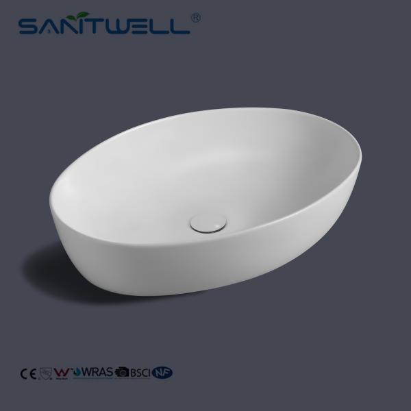 Matt White Chaozhou Hot Sale Oval Above Counter Basin Ceramic Basin