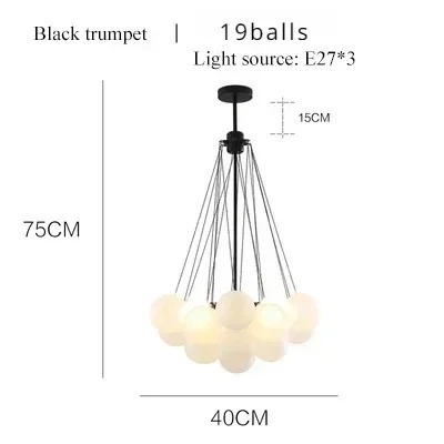 Glasses Bubble Chandeliers Nordic Frosted Glass Gold Black Pendant Light （WH-AP-669）