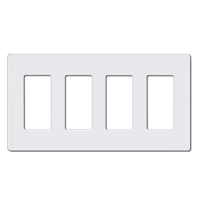 Rectangular 4 Gang Screwless Wall Plate For Socket Switch Cover