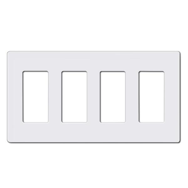 White 4 Gang Wall Plates Plastic Screwless Wall Plates For Socket Switch Cover
