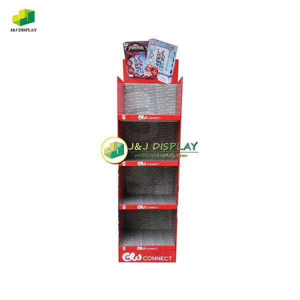 Book Promotion Corrugated Cardboard Display Units Foldable Floor Standing