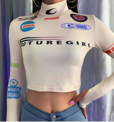 Pescoço da tartaruga das mulheres da roupa do OEM parte superior longa da colheita da cópia da luva do meio