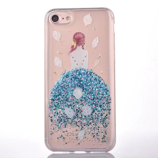 Soft TPU Glitter Fall Princess Dress Girl Back Cover Cell Phone Case For iPhone 7 6s Plus