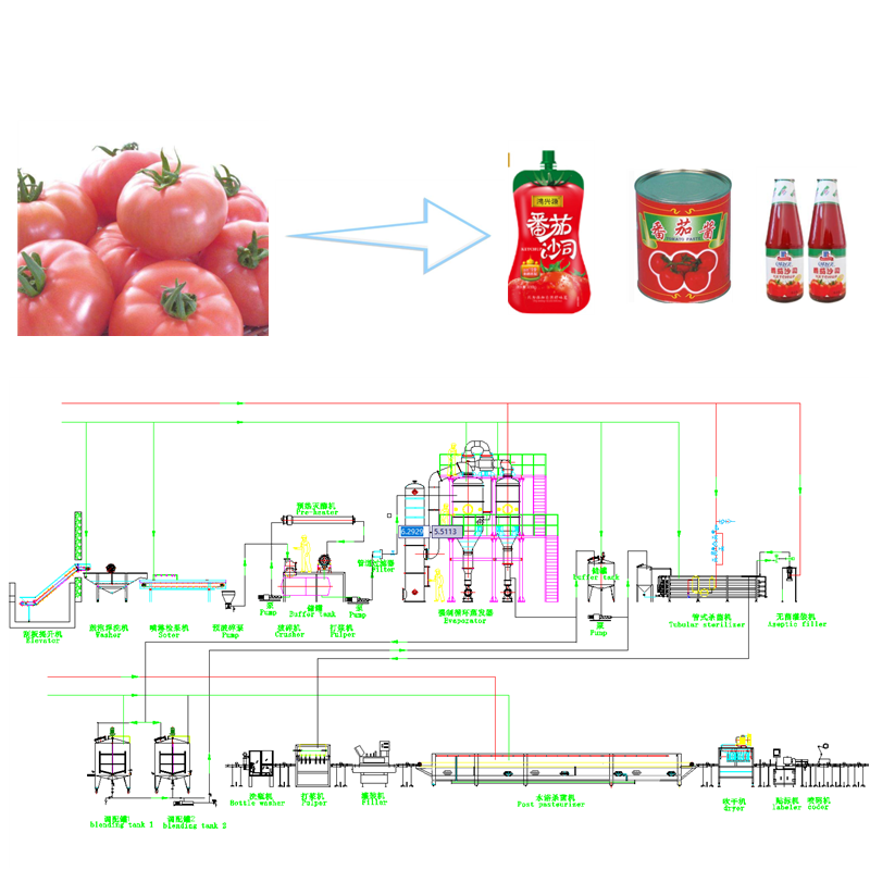 Concenrated Tomato Paste Processing Plant Concentrated Tomato Ketchup Production Line With Turn-Key Solution