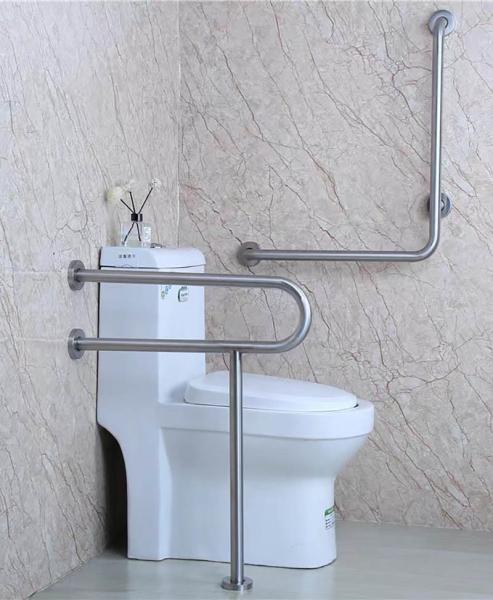 Rust Proof U Shaped Floor Mounted Grab Bars With Polished Chrome Brushed Nickel