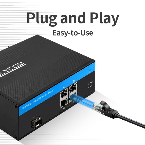 Industrial Gigabit PoE Switch 5-Port Gigabit Fiber 120W Power Budget SFP Slot Unmanaged CE