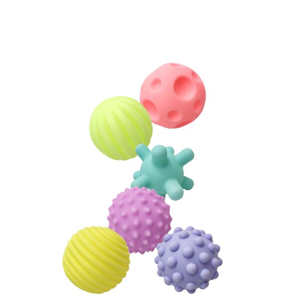 Kid's Instructive Toy Set 6 Piece Hand Grip Soft Vinyl Balls Baby Sensory Touch Squeaky Toys BPA Free PVC for 14 Years up