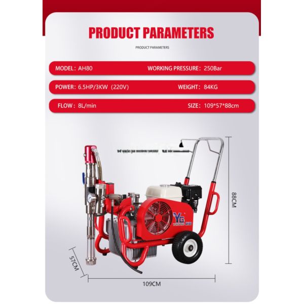 High Pressure Piston Airless Paint Sprayer Electric Gas Hydraulic Wall Paint Spray Gun