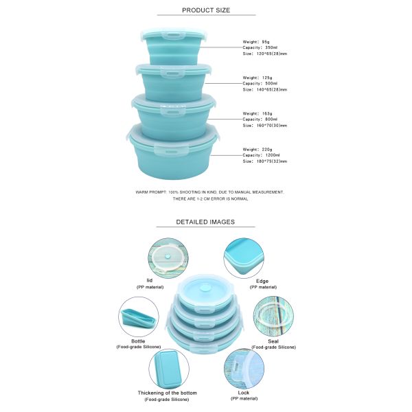 ODM OEM поддержал складные тары для хранения еды силикона