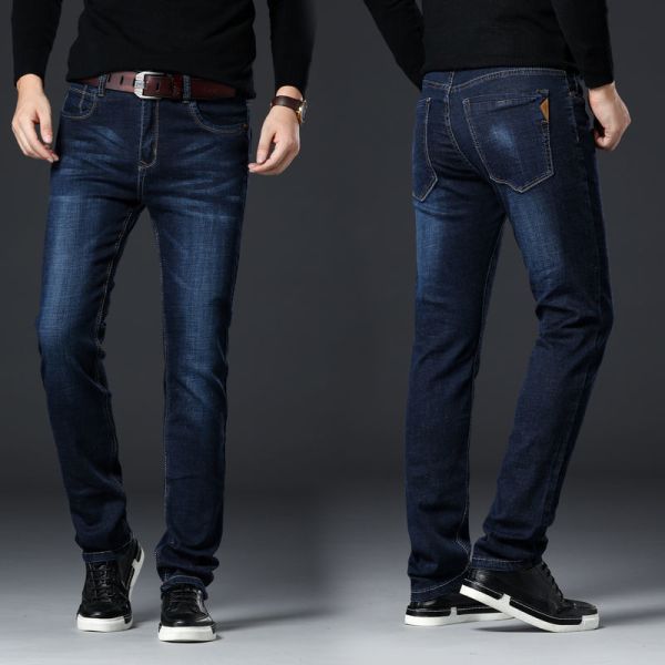 Thick Stretch Mens Jeans Loose Straight Tube High Waist Plus Size Casual Wash SAND WASH