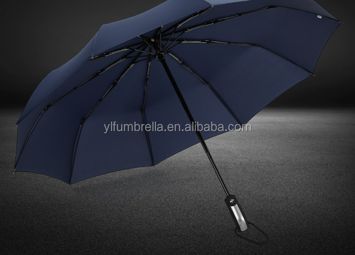 23inch 10K 190T Pongee Automatic Folding Umbrella with Auto Open Close and Steel Shaft